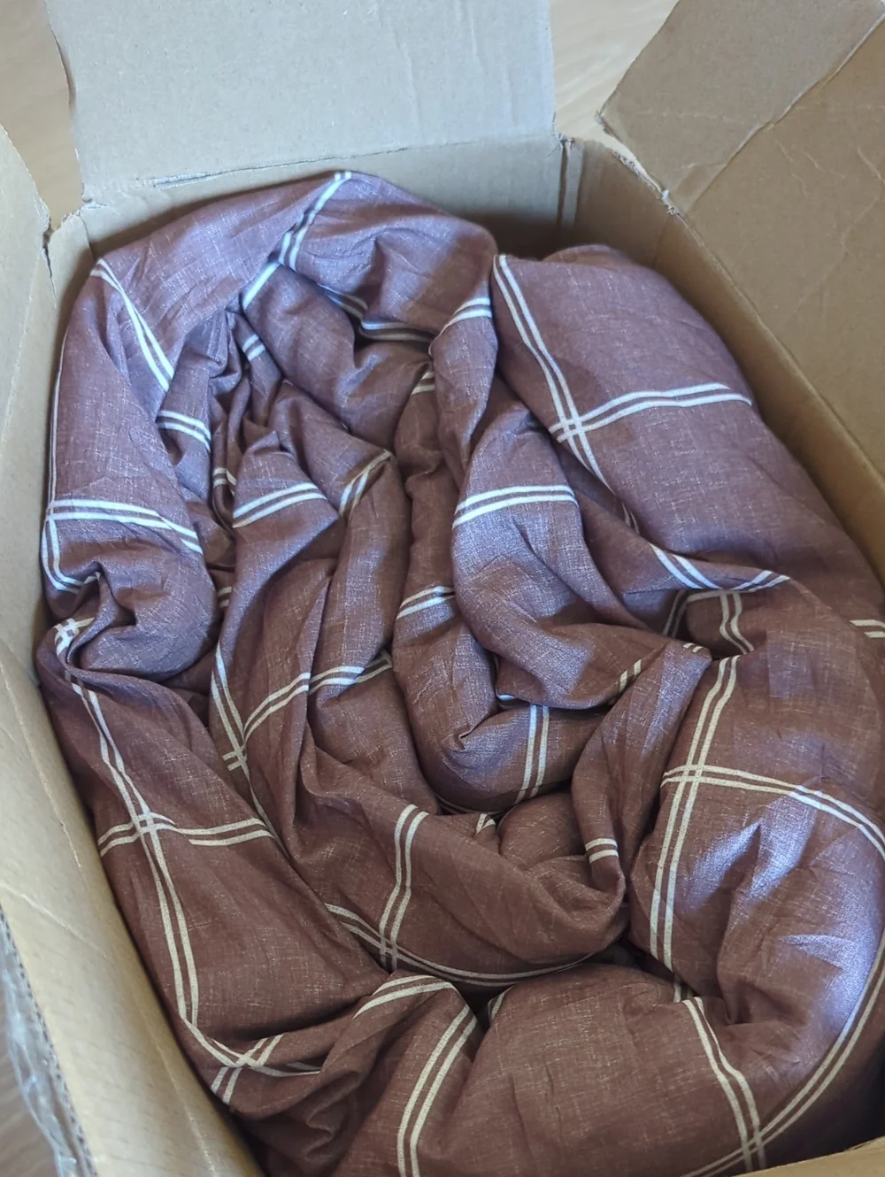 Plaid Twin XL Comforter Set Brown, Reversible Checkered Bedding Set 2Pieces new